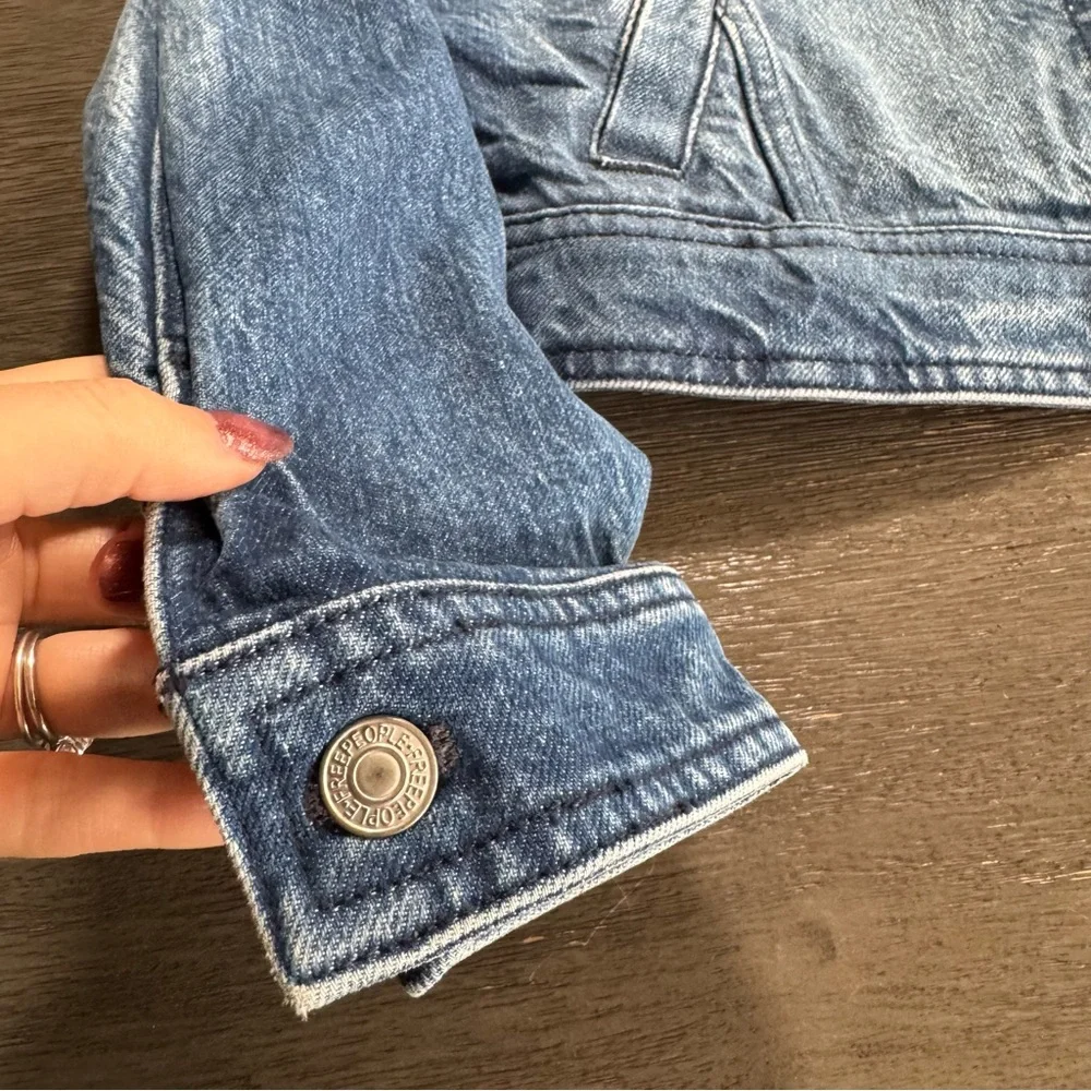 Free People Now Or Never Denim Jacket Coat XS - Picture 8 of 14